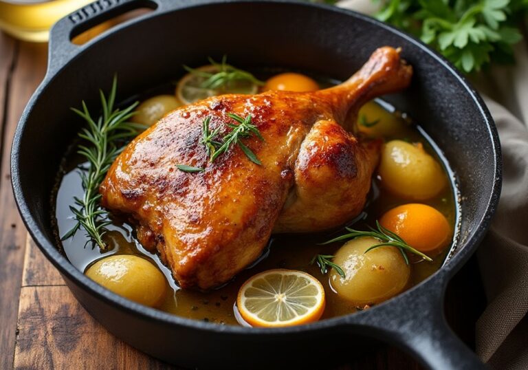 Recette cuisse de canard au vin blanc en cocotte en fonte